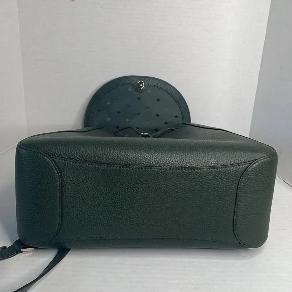 Kate Spade Leila large flap green leather backp NWOT